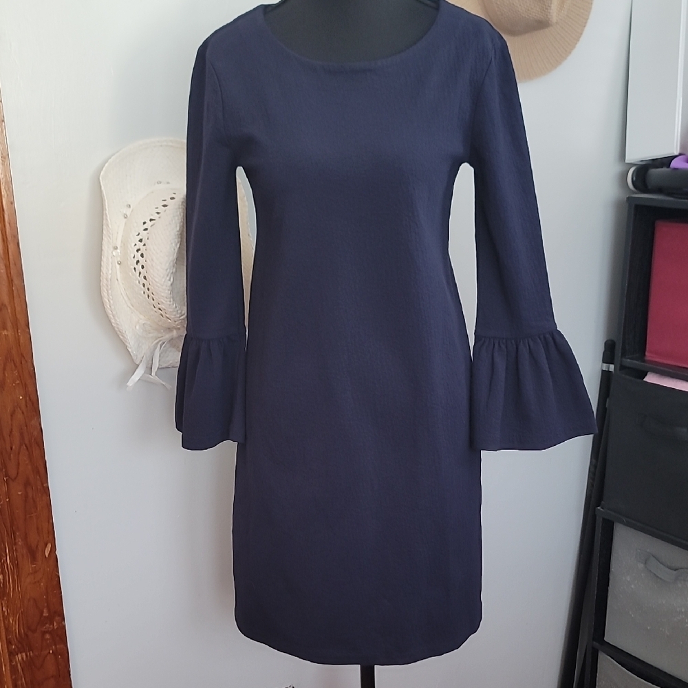 J. Crew Elegant Navy Long Sleeve Dress